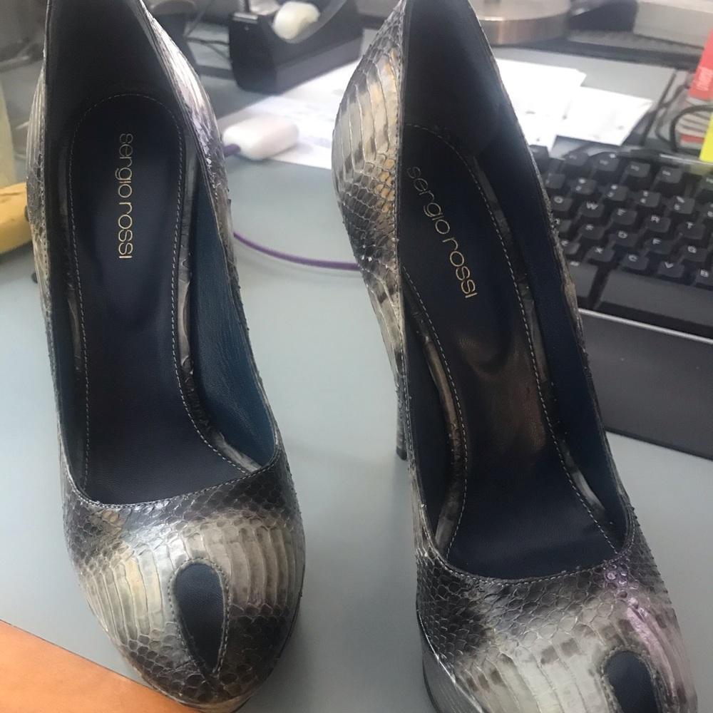 SERGIO ROSSI SNAKE SKIN HEELS